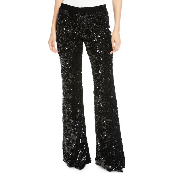 Pants & Jumpsuits | Black Sequin Velvet Bell Bottom Pants Glam Doll | Poshmark